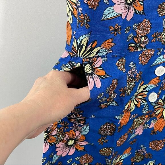 NWT‎ ModCloth Summer Camp Solstice Sapphire Blue Floral Print Romper Size 2 - Picture 9 of 9